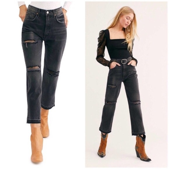 Free People Denim - Free People Lita Crop Destroyed High Waist Jeans